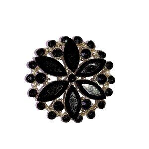 Silver Metal with Black‎ Rhinestone Brooch